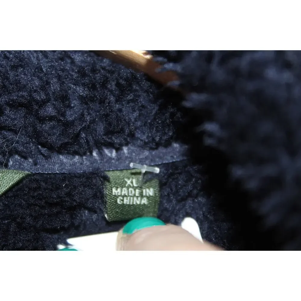 NWT Orvis 1/4 Button Fuzzy Fleece Pullover Navy Plush Sherpa Men's Sz XL H14598 - Picture 8 of 12